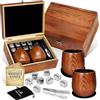LAIKAIEU Kit Bicchieri Da Whisky in Legno Carbonizzato, Bicchiere Borbone Personalizzato, Bicchiere Da Whisky Premium Artigianale, Regali Perfetti Per Uomini, Marito, Fidanzato, Padre, Amici