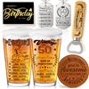 Joybble Regali per uomini, regalo per il 50° compleanno da uomo con biglietti di compleanno, bicchiere da birra per 50 anni in scatola vintage, regali di Natale personalizzati per bicchieri di birra