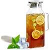 Bqkroa Caraffa in vetro da 2000 ml: brocca per acqua calda/fredda con coperchio, caraffa per acqua calda, acqua fredda, tè freddo, latte, caraffa quadrata in vetro con beccuccio a V per cucina e