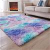 MARATIP Tappeto Peloso Soggiorno Tappeti per Grandi Dimensioni Salotto Moderno cameretta Bimba Antiscivolo tappeti,Tappeto colorato morbido e soffice per la camera da letto(Blu Viola,120 x 160 cm)
