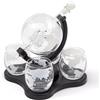 Hanseküche Caraffa per whisky - Caraffa da decantazione a forma di globo terrestre 900 ml con 4 bicchieri da whisky - Elegante set di caraffa per whisky da uomo - Idea regalo per compleanno, festa