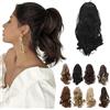 TESS Coda Capelli Extension, 30 cm Ondulato Coda Finta Capelli Con Clip ad Artiglio #1 Nero Extension Coda Capelli Sintetico per Donna