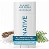 Native Deodorante Donne & Uomini - Senza Alcol & Alluminio - Profumo Sale & Cedro - Di Origine Naturale con Burro di Karité, Olio di Cocco & Bicarbonato di Sodio - Controllo degli Odori 72 Ore (75 ml)