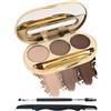 LYSdefeu Palette Di Tre Colore Sopracciglia, Pennarello Sopracciglia Waterproof Long Lasting Eyebrow, Gel Multifunzionale Per Sopracciglia, Polvere Per Make Up con Pennello Per Rasoio Set-01
