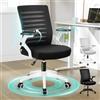 ALFORDSON Sedia da Ufficio Ergonomica in Rete Traspirante, Sedia Scrivania Girevole con Braccioli Pieghevoli,Altezza Regolabile,Poltrona studio per la Riunione con Ruote Portata 180kg(Nera e bianca)