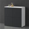 doporro Mobile Organizzatore Credenza Buffet in Legno con 4 Ante Push-to-Open e Soft-Close per Soggiorno, Sala da Pranzo o Ingresso, 76x36,4x76 cm Bianco opaco e Antracite opaco Schrank04