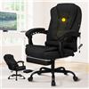 ALFORDSON Sedia Scrivania con Massaggio, Sedia Ufficio Ergonomica con Supporto Lombare e poggiapiedi, Poltrona Girevole ad Altezza Regolabile per Studio e Sala Riunioni, Tessuto(Nera)