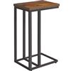 Aibiju YD-TM051HB - Tavolino a forma di C, tavolino da salotto con struttura in acciaio per soggiorno, camera da letto, piccoli spazi, struttura in metallo marrone e nero, stile rustico