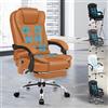 ALFORDSON Sedia Scrivania con Massaggio, Sedia Ufficio Ergonomica con Sedile riscaldato, Supporto Lombare e Poggiapiedi, Poltrona Girevole per Ufficio e Studio Sala Riunioni, Similpelle(Marrone)