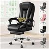 ALFORDSON Sedia Ufficio Ergonomica con Massaggio, Sedia Scrivania con Supporto Lombare e Poggiapiedi, Poltrona Girevole con Rotelle per Ufficio e Studio Sala Riunioni, Similpelle(Nera)