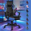ALFORDSON Racing Sedia Ufficio Ergonomica con Ruote, Sedia Gaming in Similpelle e Rete Traspirante, Funzione di inclinazione, Altezza Regolabile, Poltrona Gamer per Computer Supporta 150 kg(Blu)