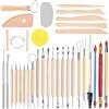 CHARMNAIL Kit di Attrezzi per Ceramica 32 Pezzi per Argilla da Modellare, Utensili per Scultura in Legno & Acciaio, Set Creativo Fai da Te per Principianti, Famiglia, Regalo Creativo