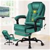 ALFORDSON Sedia Scrivania con Massaggio, Sedia Ufficio Ergonomica con Supporto Lombare e poggiapiedi, Poltrona Girevole ad Altezza Regolabile per Studio e Sala Riunioni, Velluto(Verde)