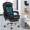 ALFORDSON Sedia Scrivania con Massaggio, Sedia Ufficio Ergonomica con Sedile riscaldato, Supporto Lombare e Poggiapiedi, Poltrona Girevole per Ufficio e Studio Sala Riunioni, Similpelle(Nera)