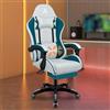 ALFORDSON Sedia Gaming Massaggiante, Sedia Gamer con Poggiapiedi Telescopico, Poltrona Ergonomica da Ufficio con Cuscino Lombare & Poggiatesta Regolabili, Regolabile 90-150°, Tessuto(Verde petrolio)