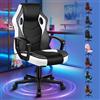 ALFORDSON Racing Sedia Ufficio Ergonomica con Ruote, Sedia Gaming in Similpelle e Rete Traspirante, Funzione di inclinazione, Altezza Regolabile, Poltrona Gamer per Computer Supporta 150 kg(Bianca)