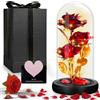 Rosa Eterna In Vetro Con Luci LED Colorate – Rosa Rossa Galassia Nella Sua Cupola, Regalo Romantico Per La Festa Della Mamma, Fidanzata O Moglie - 3