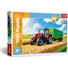 Trefl - Macchine Agricole, Trattore con Rimorchio - Puzzle 100 Pezzi - Puzzle con Veicoli, Intrattenimento Creativo, Divertimento per Bambini dai 5 anni