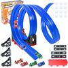 Hlayshing 4 Metri Car Track,Flessibile Pista Macchine con 4 macchinine,Doppia Pista Plastica salti Rampe Giocattolo per Bambini,Giocattolo Portatile Pista per Auto da,Regalo per Bambino e Bambine,Intellettuale