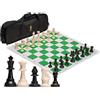 Yellow Mountain Imports, Set Scacchi Arrotolabile Staunton Regolare da Torneo (49 centimetro), Gioco da Tavolo con Borsa Viaggio, e 2 Regine Extra, Verde