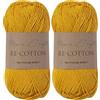Utopia Crafts Re-Cotton Knitting Yarn, 100g Yellow Orange (Confezione da 2)
