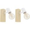 Eglo Lampada a muro Townshend 3, stile vintage, spot luminoso con design industriale, lampada rétro in acciaio e legno, colore: bianco, marrone, attacco E27, certificazione FSC (Confezione da 2)