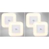 B.K.Licht Luce Notturna LED bambini, set di 2, Lampada da notte con Sensore di movimento, si accende automaticamente, Lampada parete con spina per camera da letto o corridoio, Luce calda 3000K, 0.4W, IP20