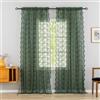 YJ YANJUN Tende in pizzo verde oliva - 2,4 m, stile vintage floreale bohémien, 2 pannelli, filtro luce, privacy, tasca per asta, 2,3 m, 132 x 236 cm, verde smeraldo scuro