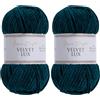 Utopia Crafts Velvet Lux Chenille Super Soft Chunky Yarn for Knitting and Crochet, 100g - 110m (Petrol Green) (Confezione da 2)