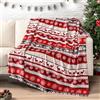 PAVILIA Coperta natalizia in pile, morbida, calda, invernale, con renna e fiocchi di neve, 50 x 60 cm (rosso natalizio)