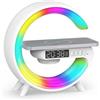 Smiling Shark Intelligente LED Sveglia Luce, Lampada Sveglia Atmosfera con Altoparlante Bluetooth e Ricarica Senza Fili Controllo Bottone 10 Modalità D'illuminazione Wake Up Light per Casa Decorazione