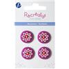 Récréatys 7123 18 36 - Confezione di 4 Bottoni in Nylon, Motivo: Fiore Viola mammola su Sfondo Viola, 18 mm