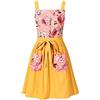 Pinknoke Grembiule vintage da donna con tasche carino floreale grembiule da chef per cucina, cucina, cottura al forno, giardinaggio, giallo, M