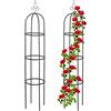 Relaxdays Supporti ad Obelisco per Rampicanti, Set da 2, Alti 200 cm, Graticolati per Piante, Rose Edere, Metallo, Nero