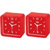Trevi SL 3820 Sveglia con Grande Quadrante, Finitura Gommata e Cover Silicone Antiurto, Movimento Silenzioso Sweep, Appendibile a Parete, Rosso (Confezione da 2)
