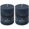 Spaas - Candela pilastro in stile rustico, 100/130 mm, 95 ore, blu scuro (Confezione da 2)