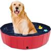 CACSPS Piscina per Cani Pieghevole, Piscina per Bambini da 100cm con plastica Dura, Vasca per Cani Antiscivolo per Cortile all'aperto (Blu) (Rosso)