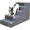 Niubya Scala per Cani di Taglia Media e Grande a 5 Gradini, 86x42x57 cm, Schiuma 30D, Fondo Lavabile e Antiscivolo, per Letto e Divano (Grigio)