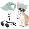 Jadive Cappello da Baseball per Cani con Fori per le Orecchie Occhiali da Sole per Gatti Cani con Silicone Antiscivolo Cappello Parasole Regolabile per Cuccioli(Verde,M)