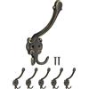 Fuxxer® Gancio classico per guardaroba, doppio gancio, gancio per cappello, design antico, set da 5 pezzi, bronzo (grande)