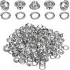 QUARKZMAN 100Set Occhielli per Teloni 6mm 1/4 Occhiello Strumento Metallici in Ottone con Rondelle per Tende in Tessuti Cinture in Pelle Scarpe Borse Fai Da Te, Argento