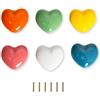 Kaiyzo 6 Maniglie In Ceramica, Maniglie Per Mobili A Forma Di Cuore, 6 Colori (Rosa, Arancione, Giallo, Verde, Blu, Bianco), Adatte Per Armadi, Credenze, Cassetti