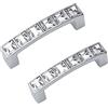 SYDARSYN 2 pezzi Pomelli di Cristallo Stile Europeo Porte dei Mobili Tirare Maniglia Cucina Armadi Cassetti Armadietti Credenza Strass Trasparenti Maniglie per Mobili 64mm