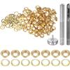 QUARKZMAN Kit di 100pz Strumento Occhielli 4,5mm Set Occhielli in Rame con Perforatore Fori Vuoti, Strumenti per Occhielli per Abbigliamento in Pelle Tessuto, Tono Oro