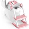 Rabb 1st Riduttore wc bambini, sedile rialzato maschi e femmine, pedana antiscivolo anti-spruzzo scala per water,Rosa