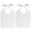 Filet - Bavaglino in Spugna Bianca, Realizzato Interamente a Mano con Tasca in Tela Aida da Ricamare, Ideale per le Neonate e Prima Infanzia, 100% Made in Italy, Color Bianco, Misure 18x21 cm