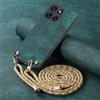 YANJIEER ESONG Cover per Motorola MOTO G86 Case con Cordino Cinturino,Custodia In Pelle Caso per Donna ragazze Con Tracolla Collana,Catena Laccio Case,Ultra Sottile Antiurto Shell Verde