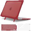 MOSISO Custodia Compatibile con MacBook Air 13 Cover M4 M3 M2 2025 2024 2023 2022 A3240 A3113 A2681,per MacBook Air 13,6'' Retina Case Servizio Pesante Staffa Piega&Copritastiera&Pellicola, Rosso