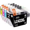 Veson 4 cartucce LC422XL LC-422XLVAL compatibili con Brother LC422 LC-422XL cartucce per Brother MFC-J5740DW MFC-J5340DW MFC-J5345DW MFC-J6940DW MFC-J6540DW (1 nero, 1 ciano, 1 giallo, 1 magenta)