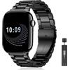 AiiBowy Metallo Cinturino per Apple Watch 46mm 45mm 44mm 42mm 49mm, Cinturini in Acciaio Inossidabile per Apple Watch Ultra 3/Ultra 2/Ultra/SE 3/SE 2/SE/Series 11/10/9/8/7/6/5/4/3/2/1 Nero